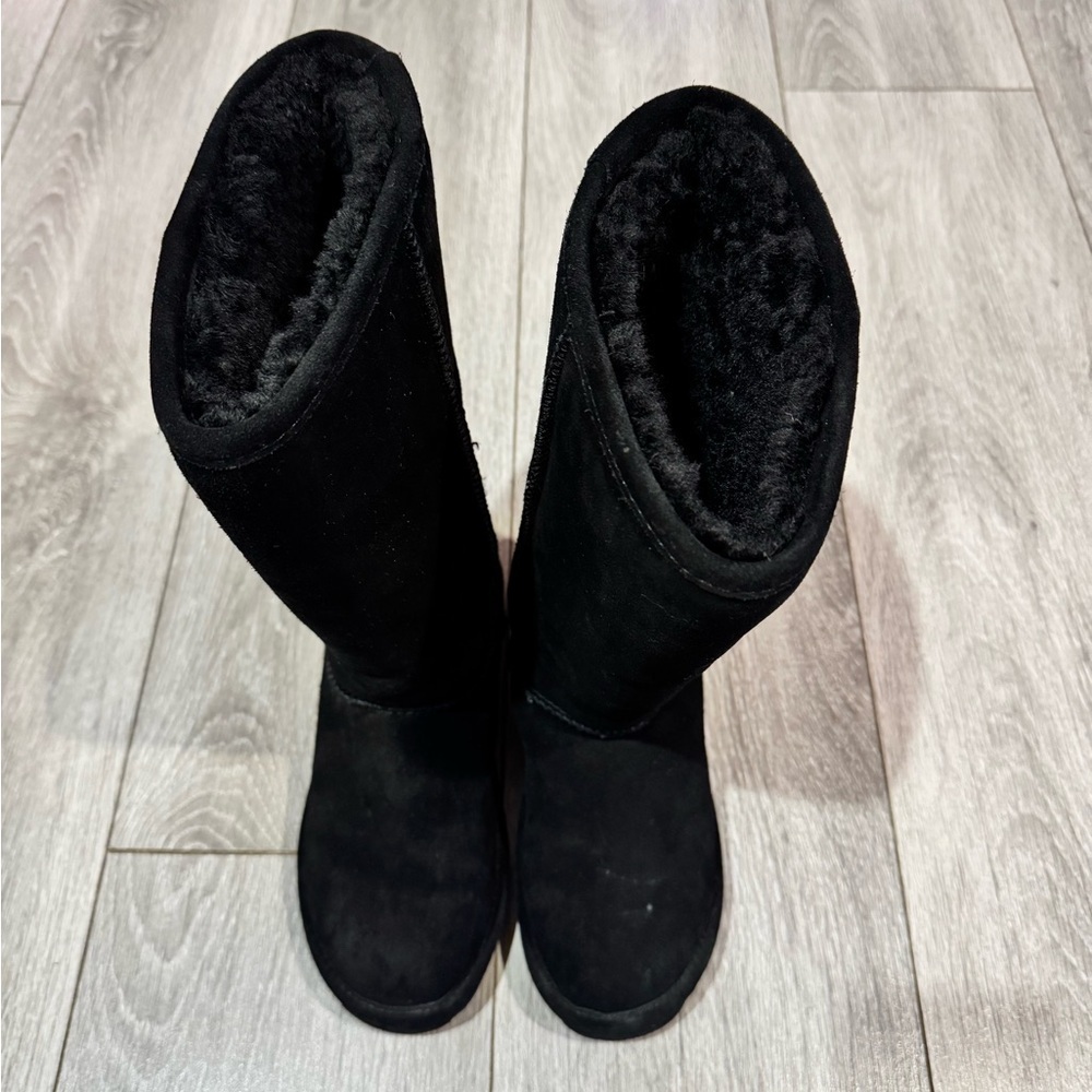 Bearpaw Black Elle Suede Tall Wool Blend Lined Boots - Picture 2 of 5